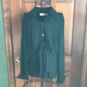 Farinaz Taghavi Black Knit Top Long Sleeve Medium